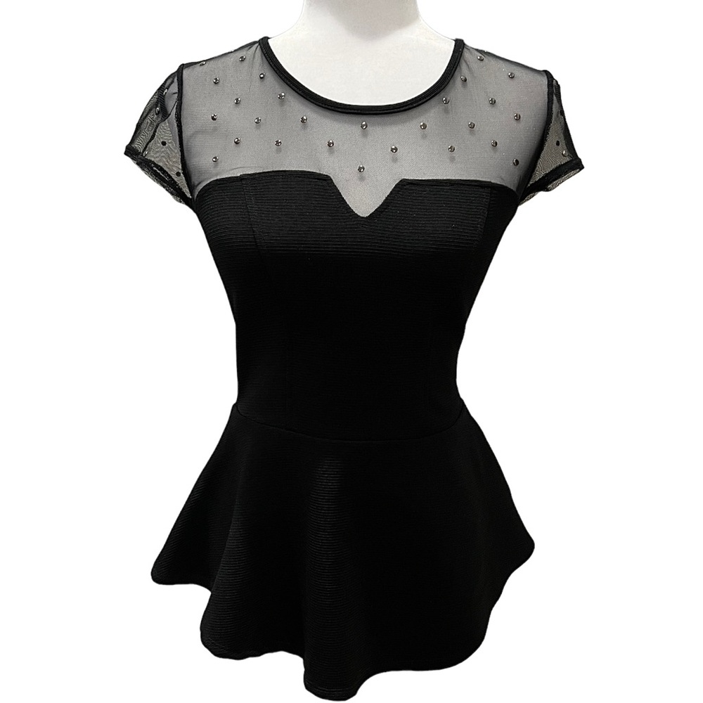Xhilaration Black Studded Peplum Top